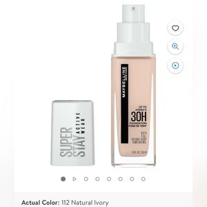 Maybelline Super Stay Liquid Foundation Makeup, Full Coverage, 112 Natural Ivory